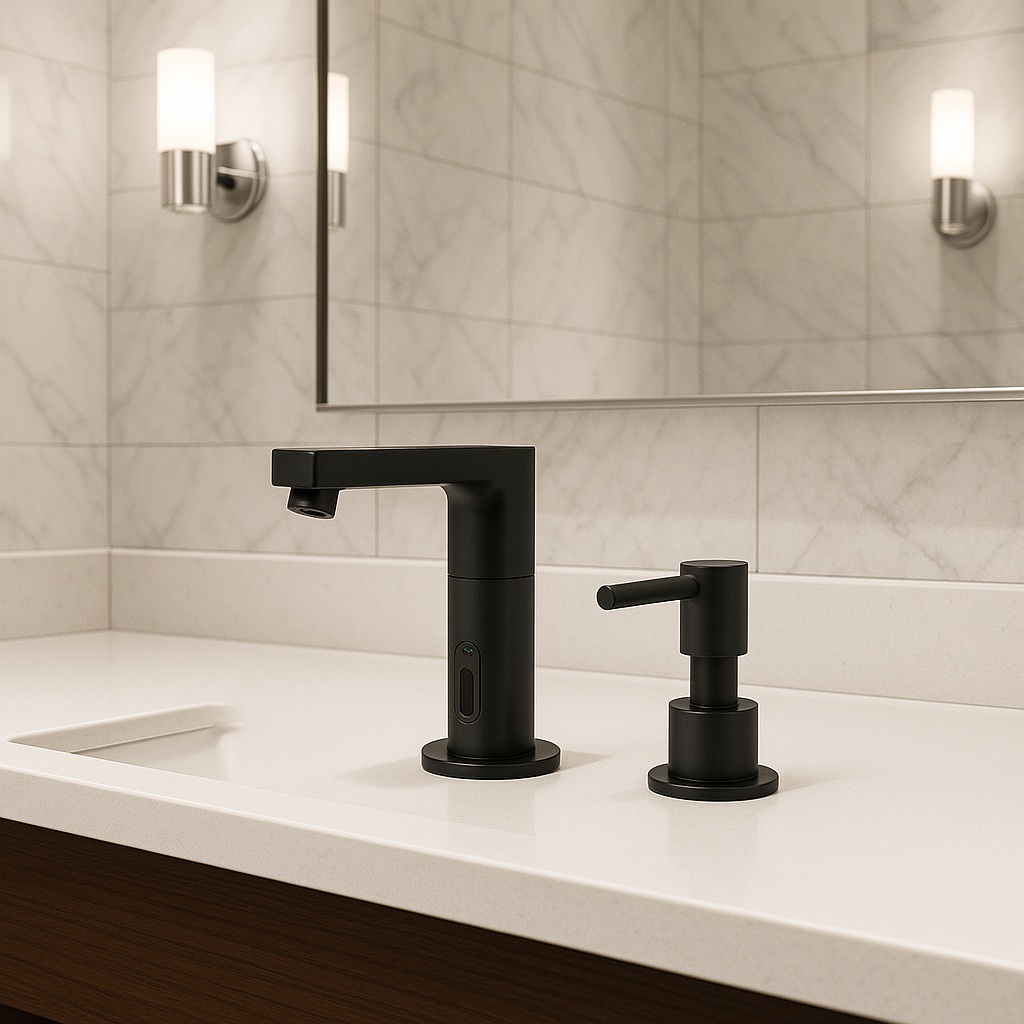 Fontana FS1863 chrome temperature control motion sensor faucet with soap dispenser